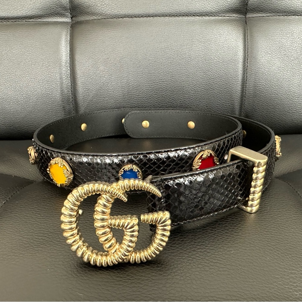 Gucci GG Python Embellished Belt - Picture 1 of 6